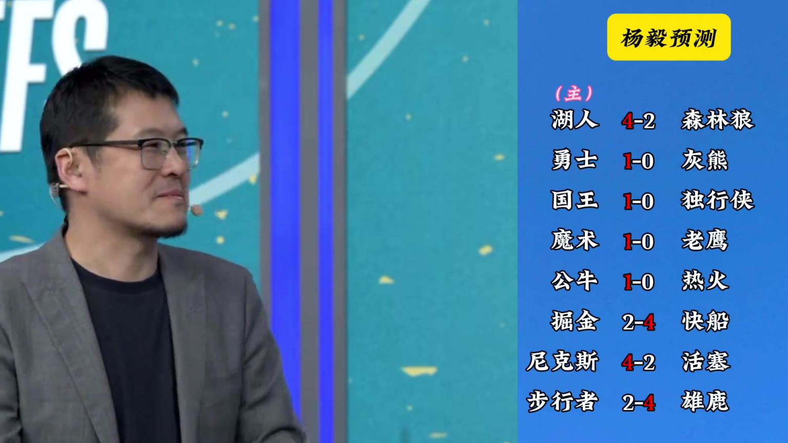 明燈來(lái)了！看看楊毅的季后賽預(yù)測(cè)：湖人4-2狼 快船4-2掘金